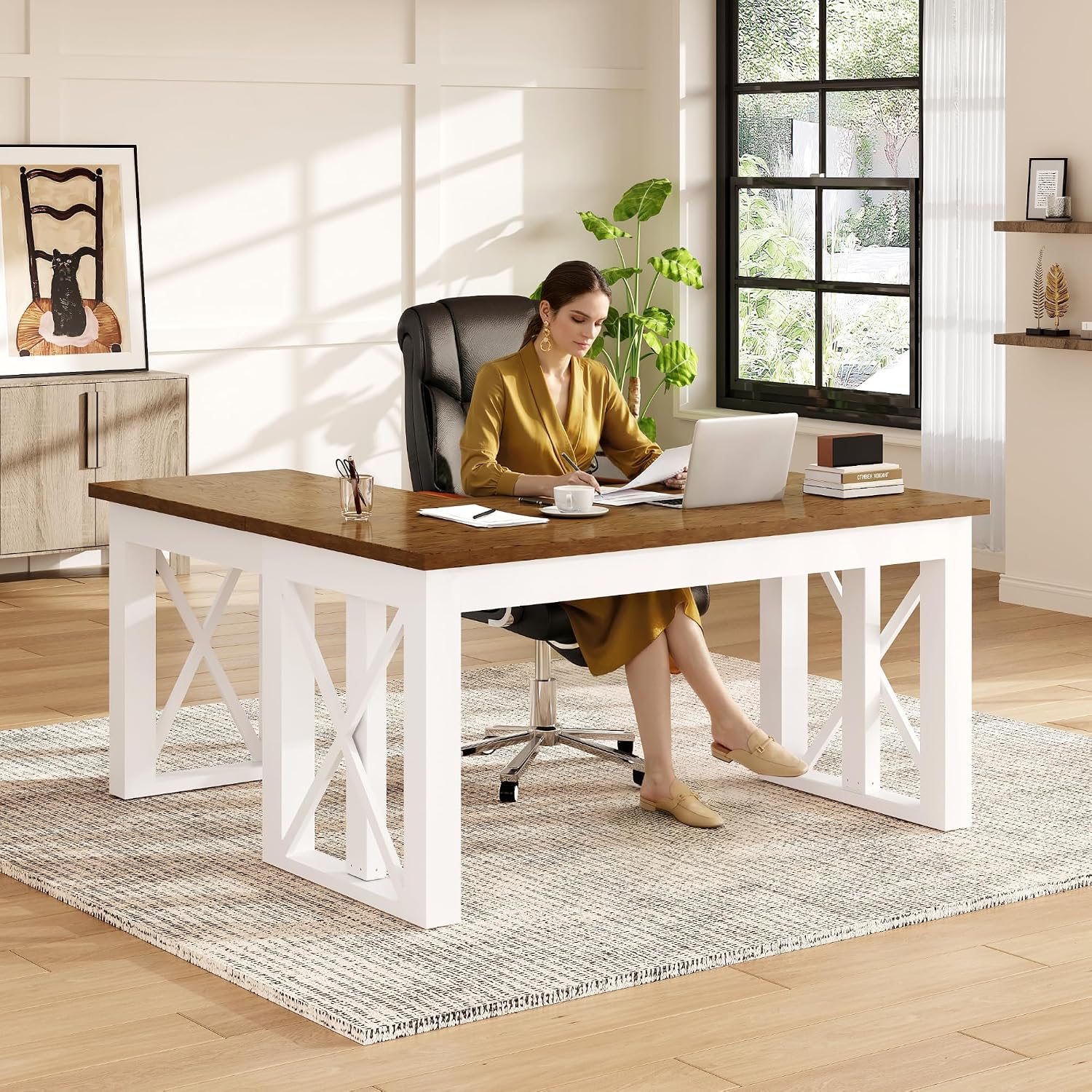 مكتب عمل قائم على شكل حرف L مع - مراجعة Setup Desk Monitor وسعره
