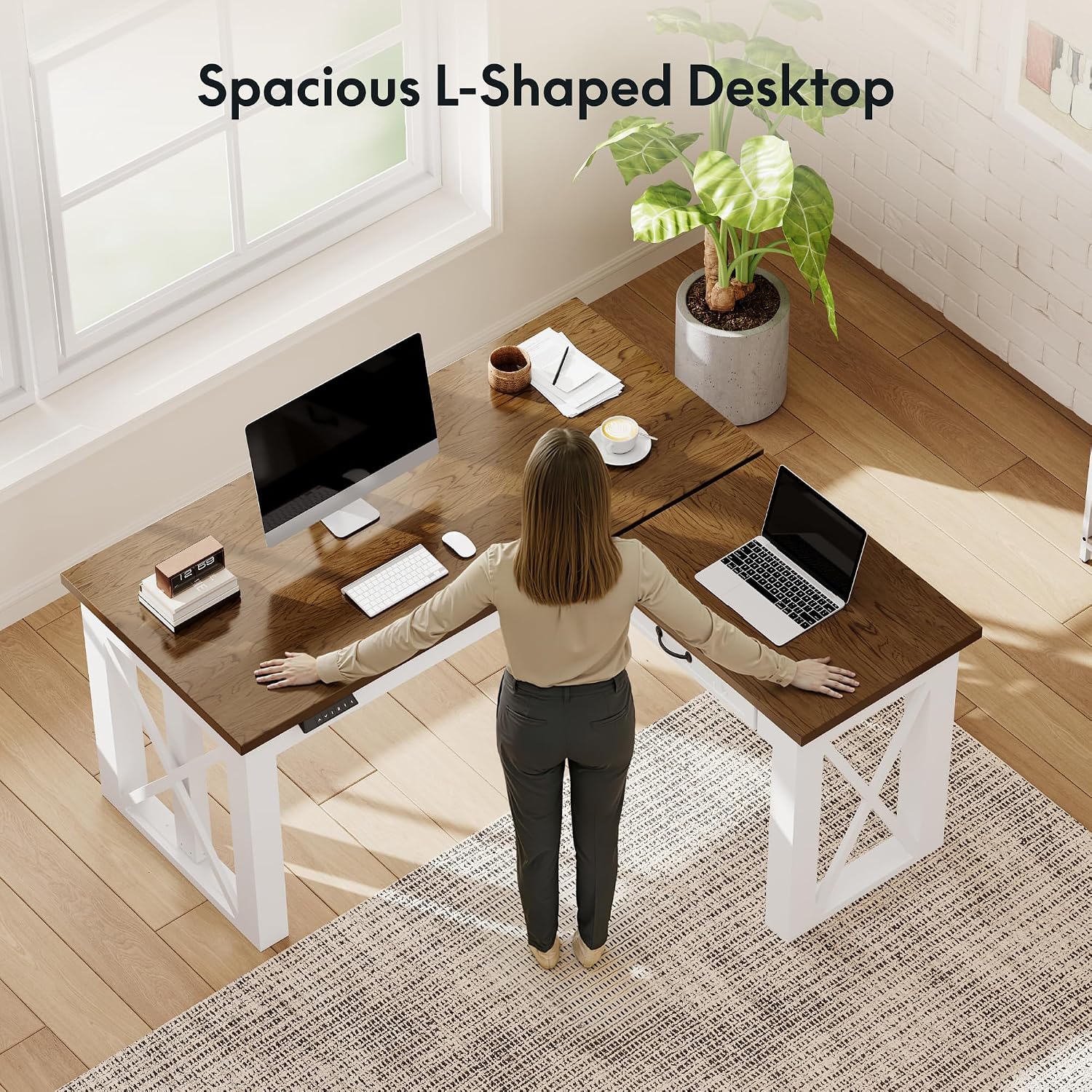 مكتب عمل قائم على شكل حرف L مع - مراجعة Setup Desk Monitor وسعره