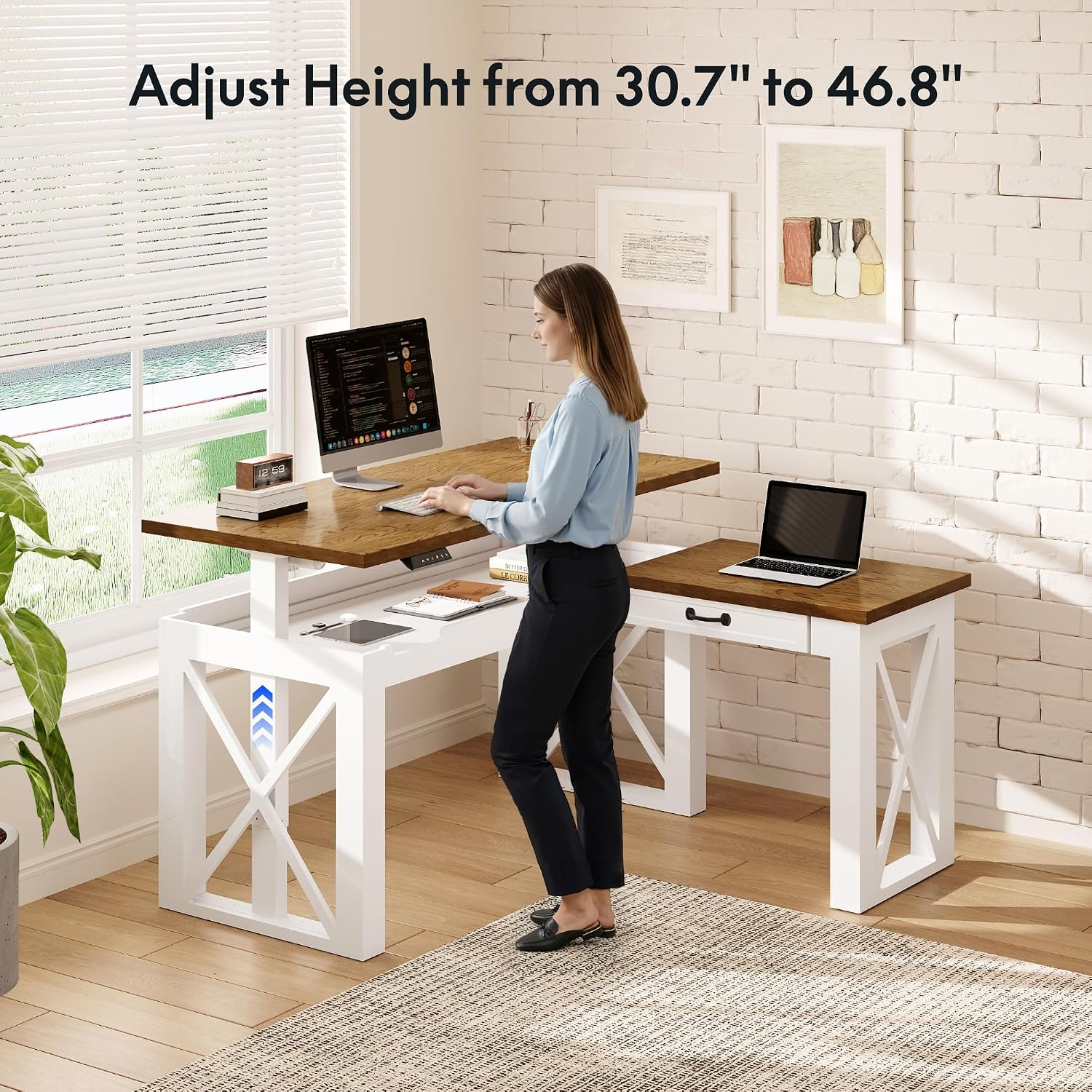 مكتب عمل قائم على شكل حرف L مع - مراجعة Setup Desk Monitor وسعره