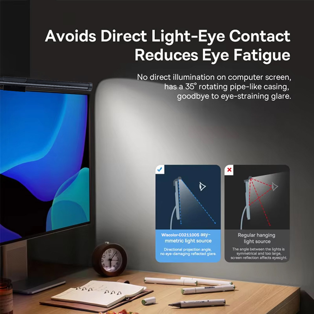 Wiscolor شاشة LED رصد معلقة ضو - مراجعة Desk Setup Lamp وسعره