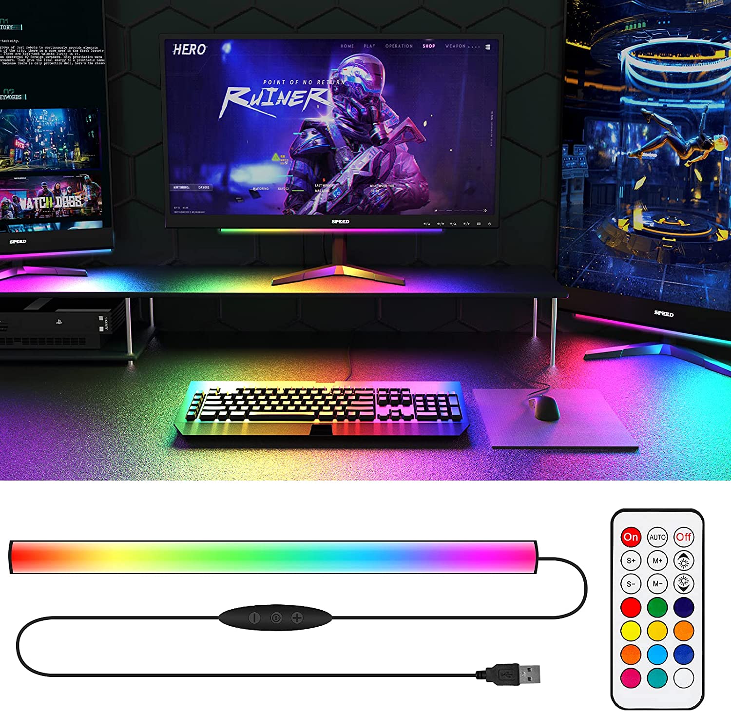 شريط إضاءة تحت الشاشة RGB Drea - مراجعة Setup Desk Monitor وسعره
